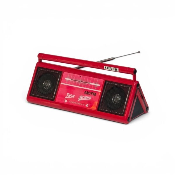 Silver Twin Sound Portable AM/FM Radio (Red)