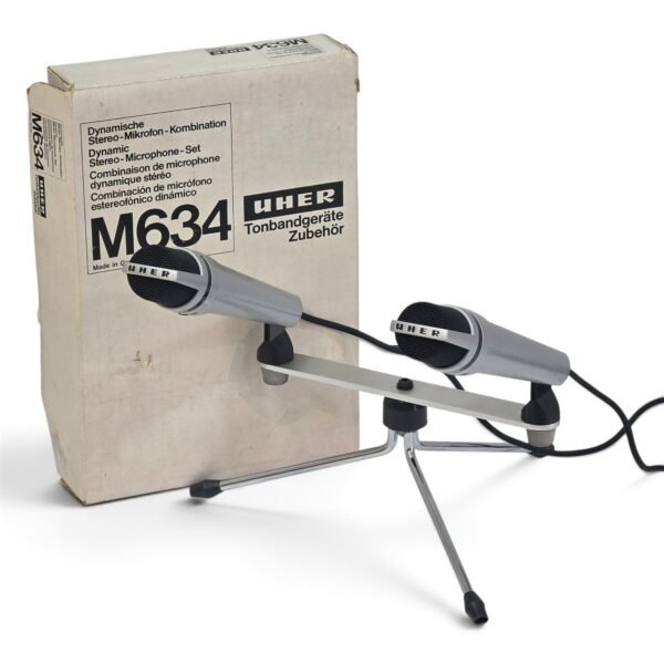 UHER M634 Stereo Dynamic Microphone Set with Original Stand & Box