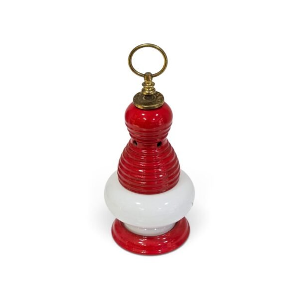 Vintage Red & White Opaline Glass Table Lamp