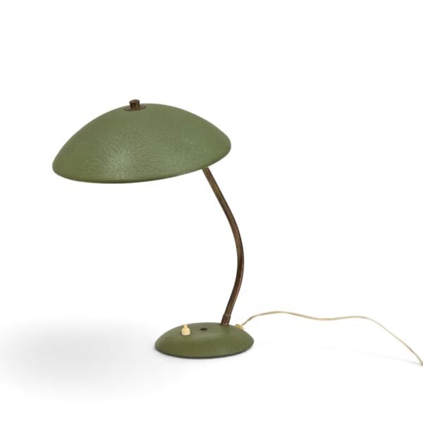 Vintage 1950s Mid-Century Green & Brass Desk Lamp